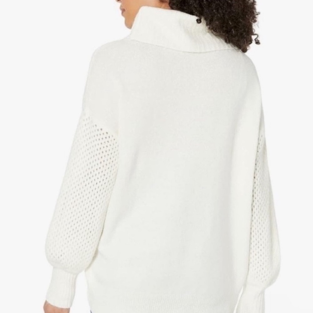 Vince Camuto | Drop Shoulder Turtleneck Sweater. Open Weave Sleeve. Size Large - Picture 2 of 9